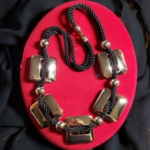 Gold with Black Roping Necklace